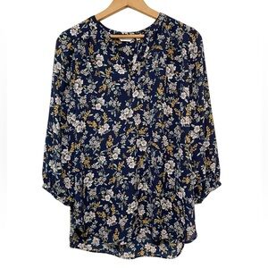 NWT Reitmans Floral Navy Blouse, Size L